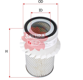 Sakura Number : AS-5628 Status : Release Product Model : Element Filter Type : Air Filter Filter Info : Primary, Metal End Cap H 1 (mm) : 311 H 2 (mm) : 305 OD 1 (mm) : 199 OD 2 (mm) : 155 ID 1 (mm) : 88 ID 2 (mm) : 17 Contain (Pcs) : 12